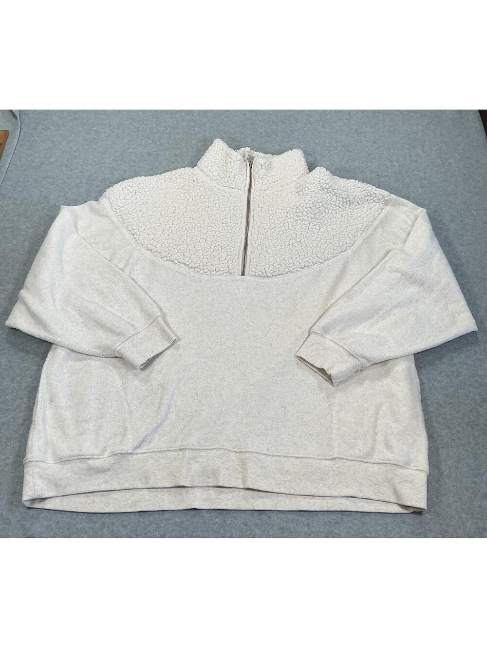 Aerie Cream Sherpa Half-Zip Pullover Sweatshirt XL